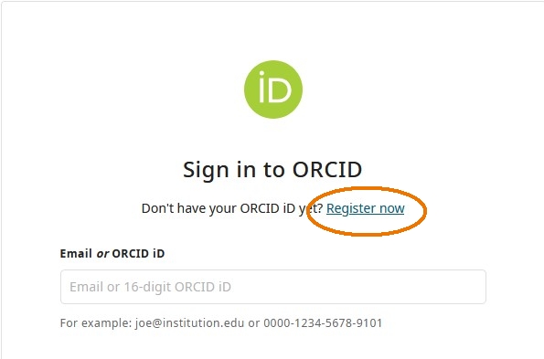 Registrierung ORCID