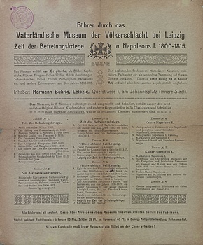 Abbildung 3: Führer durch das Vaterländische Museum der Völkerschlacht bei Leipzig. Einblattdruck [UBL Sign.: Rep. VI. 16az³].